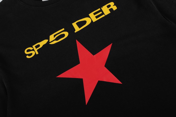Text On Top Large Solid Red Five Point Star Below Single Chest Print T-Shirt 2 colors 29304192