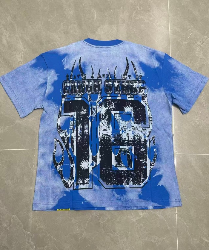 Gothic Stacked ALDCS Letter Crosshair Target Circle Detail Large Worn Number 18 Graphic Print Tee 2 colors 29303872
