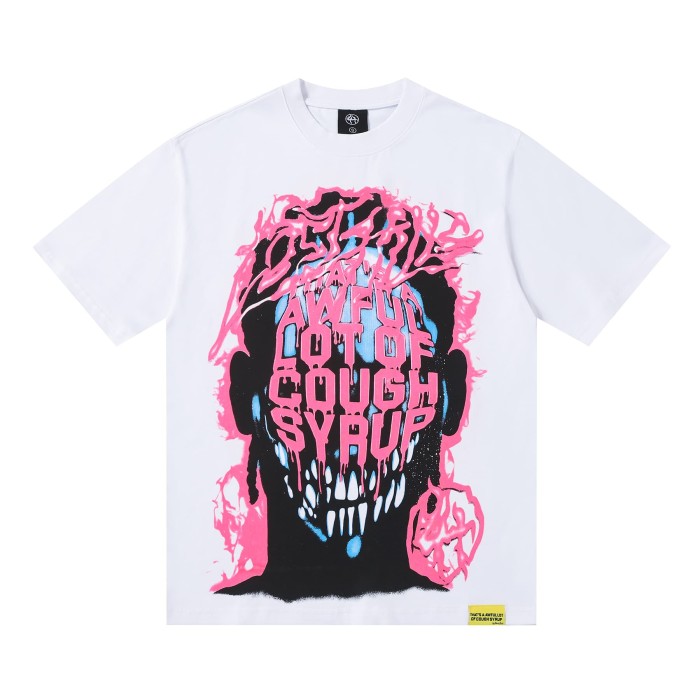 Horror Teeth Portrait Print Back Irregular Flame Circle Demon Logo Double Sided Print Tee 2 colors 29304000