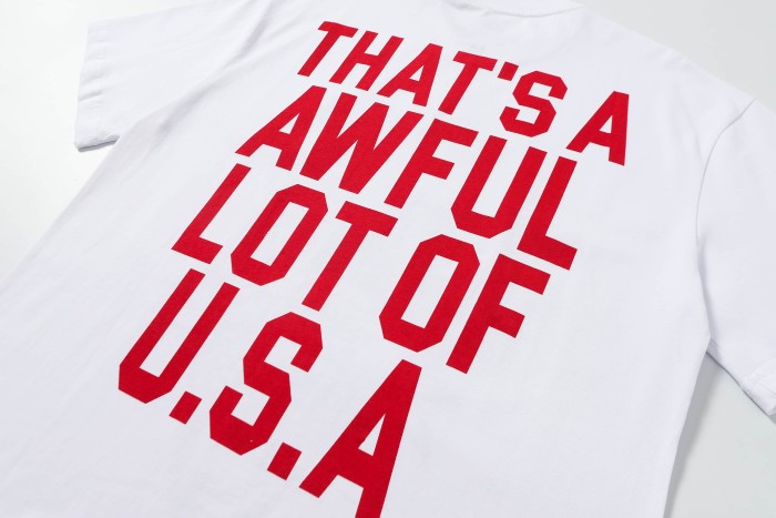 Bald Eagle American Flag Feather Banner Hip Hop Portrait Front Large Bold Red Block Letter Tee 29303913