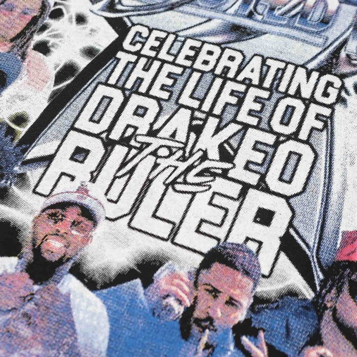 Rapper Collage Portrait Tribute Drakeo The Ruler Undisputed Truth Gothic Letter Text Single Side Print Tee 29303792