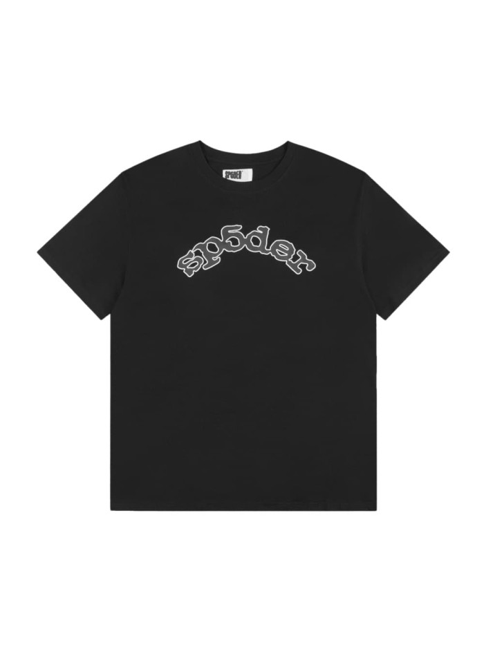 Arch Curved Layout Rounded Bubble Script Letter White Outer Outline Single Chest Front Print T-Shirt 29304222