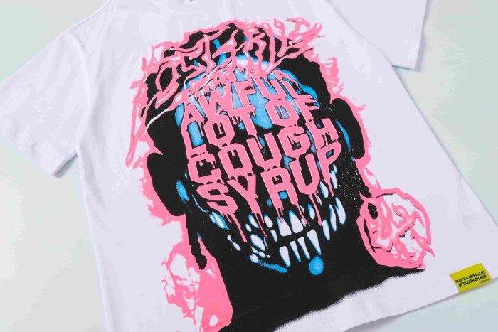 Horror Teeth Portrait Print Back Irregular Flame Circle Demon Logo Double Sided Print Tee 2 colors 29304000