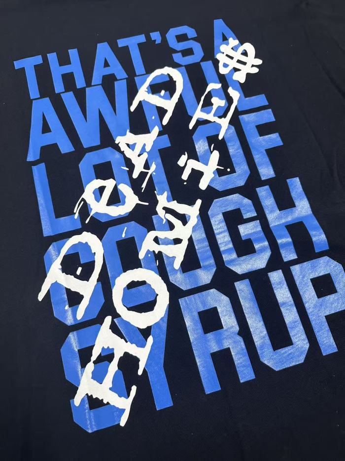 Tribute Memorial Cursive Script Angel Wing Bottle Graphic Back Blue Block Letter Overlay Graffiti Tee 29303858