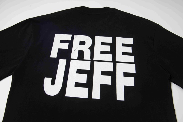 Jesus Crucifix Portrait Front Large Bold Block Letter FREE JEFF Back Double Sided Print Tee 29303891
