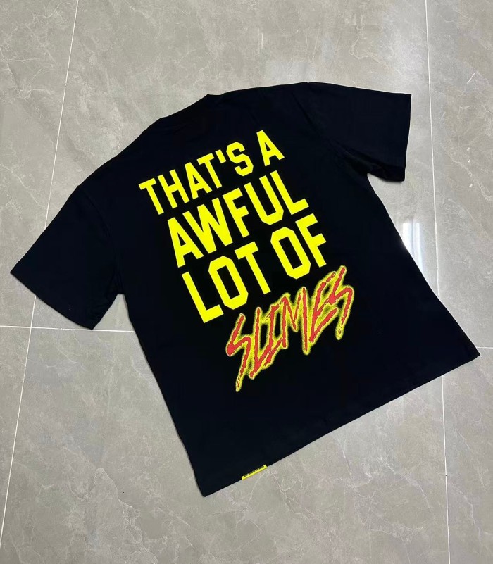 Halo Snake Graffiti Front Two Layer Typography Bright Yellow Bold Block Letter Slimes Script Print Tee 29303916