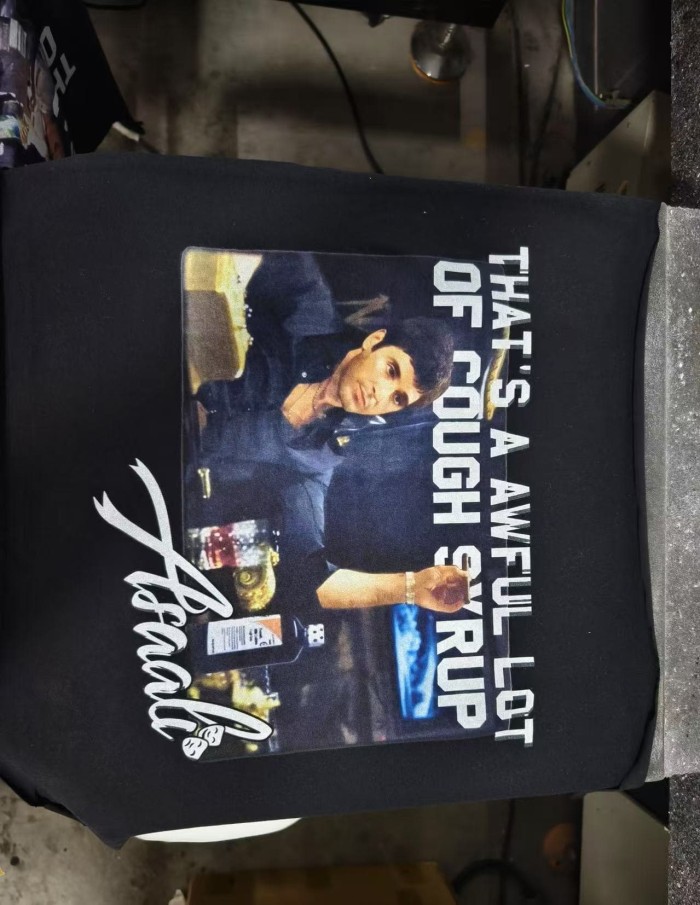 Movie Scene Two Characters Stacked Cash Portrait Photo Asaali Cursive Signature Contrast Double Slogan Tee 29303852