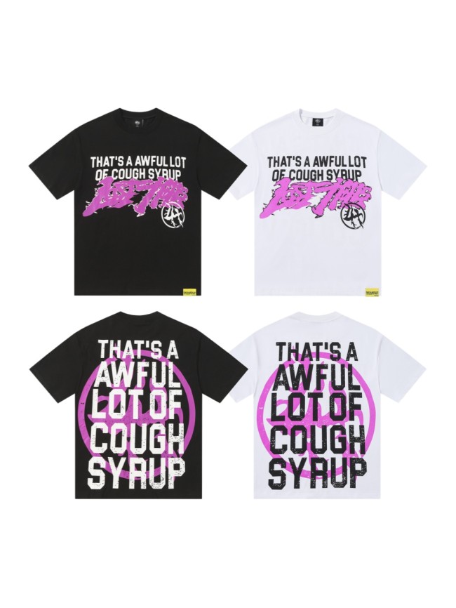 Pink Graffiti Typography Dual Line Front Circular Frame Grunge Text Print Tee 2 colors 29303963