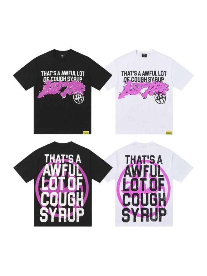 Pink Graffiti Typography Dual Line Front Circular Frame Grunge Text Print Tee 2 colors 29303963
