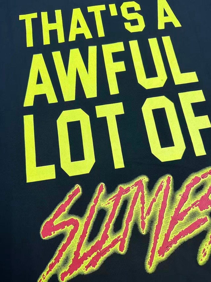 Halo Snake Graffiti Front Two Layer Typography Bright Yellow Bold Block Letter Slimes Script Print Tee 29303916