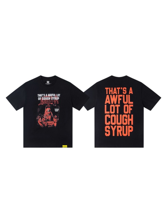 Red Hue Grim Reaper Group Portrait Gothic Death Letter Front Large Orange Bold Block Slogan Print Tee 29303887