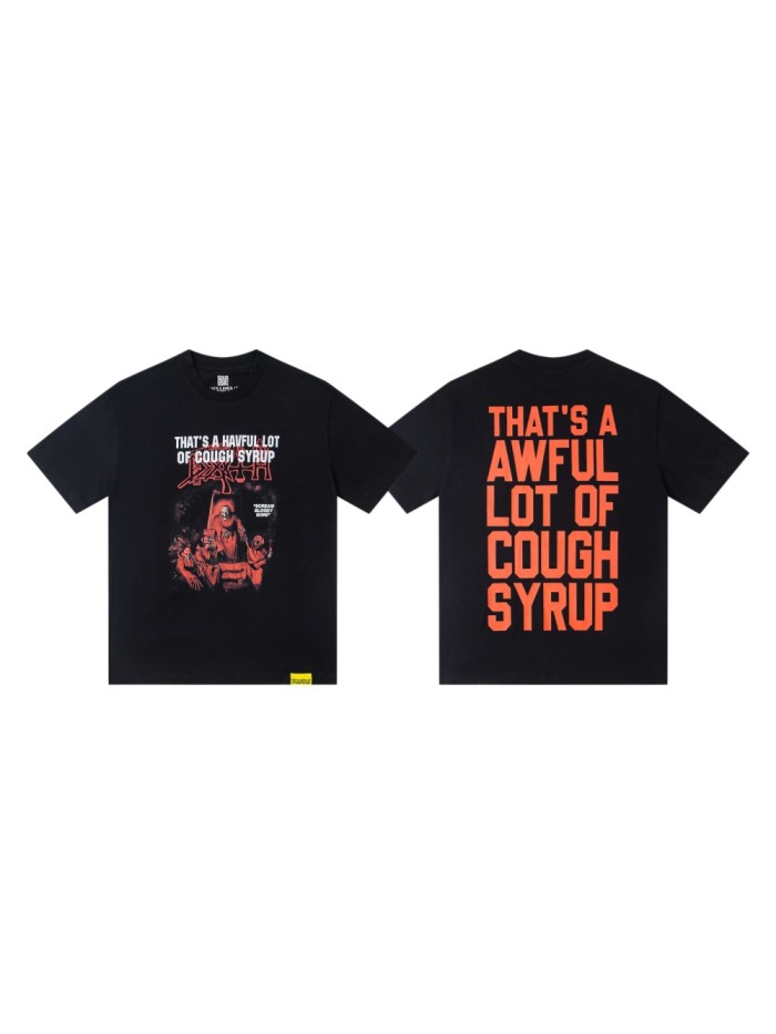 Red Hue Grim Reaper Group Portrait Gothic Death Letter Front Large Orange Bold Block Slogan Print Tee 29303887