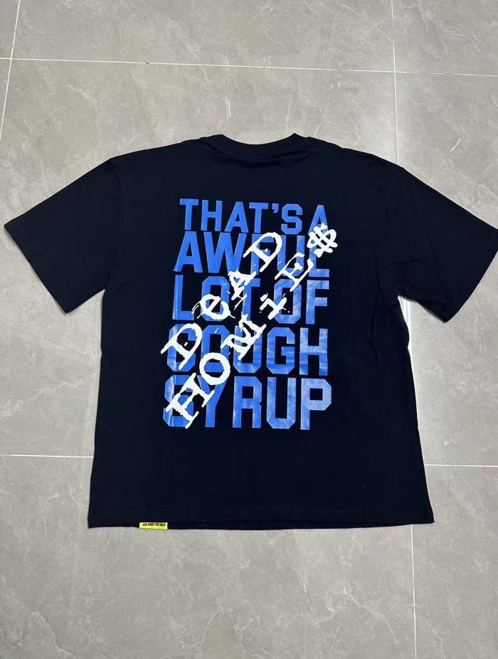 Tribute Memorial Cursive Script Angel Wing Bottle Graphic Back Blue Block Letter Overlay Graffiti Tee 29303858