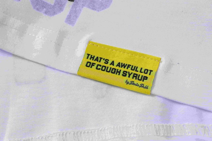 Neon Gradient Skull Syrup Cup Yellow Block Letter Flame Border Slogan Double Sided Print Tee 2 colors 29303958
