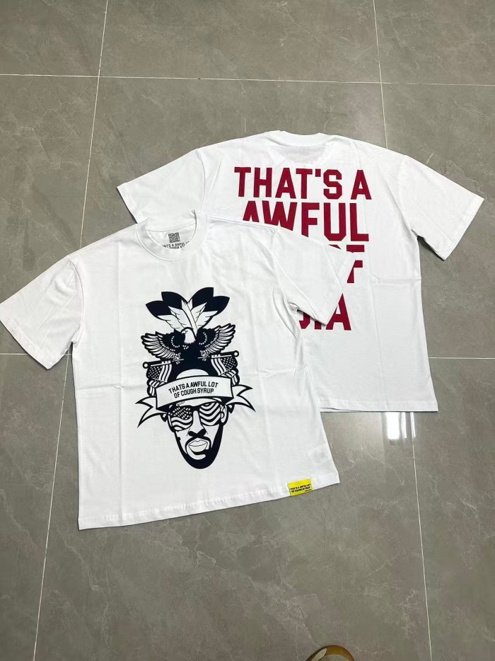 Bald Eagle American Flag Feather Banner Hip Hop Portrait Front Large Bold Red Block Letter Tee 29303913