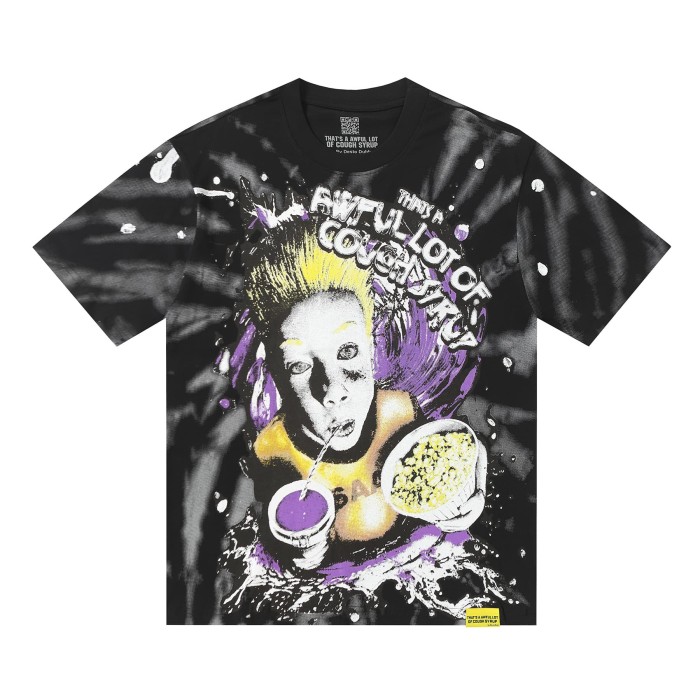 Trippy Purple Liquid Splash Vortex Graphic Two Sided Print Black Spiral Tie Dye Unisex Tee 29303783