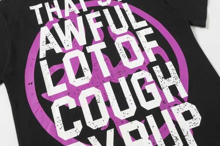 Pink Graffiti Typography Dual Line Front Circular Frame Grunge Text Print Tee 2 colors 29303963