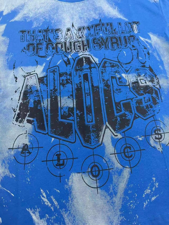 Gothic Stacked ALDCS Letter Crosshair Target Circle Detail Large Worn Number 18 Graphic Print Tee 2 colors 29303872