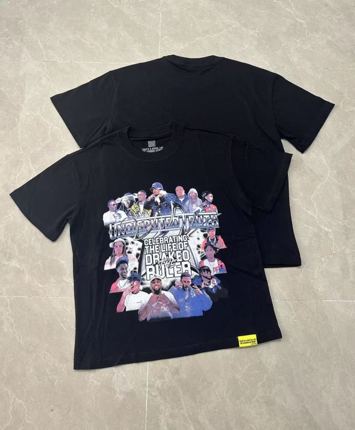 Rapper Collage Portrait Tribute Drakeo The Ruler Undisputed Truth Gothic Letter Text Single Side Print Tee 29303792