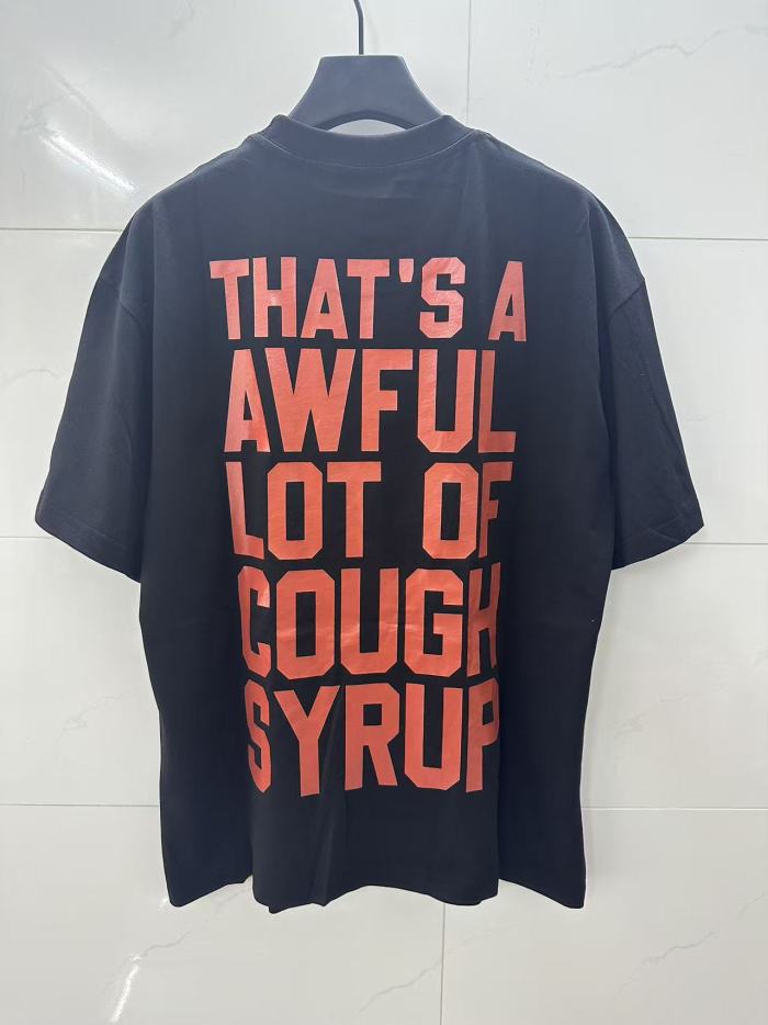 Five Pointed Star Accent Small Font Text Front Large Bold Red Stacked Block Letter Print Tee 29303859