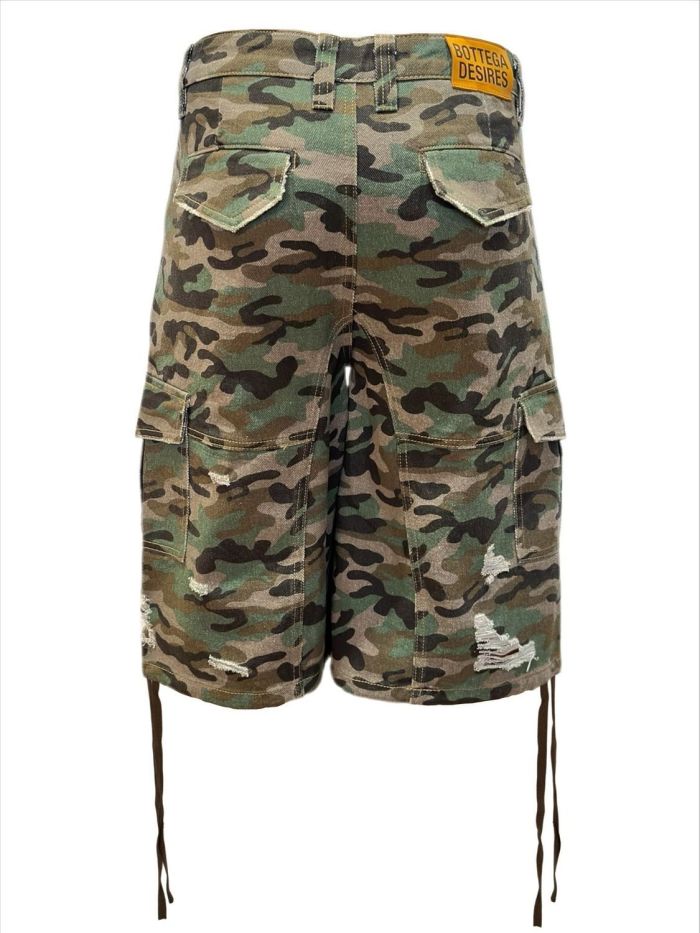 Large Pocket Line Embroidery Streamer Seven-Point Denim Shorts 29303962