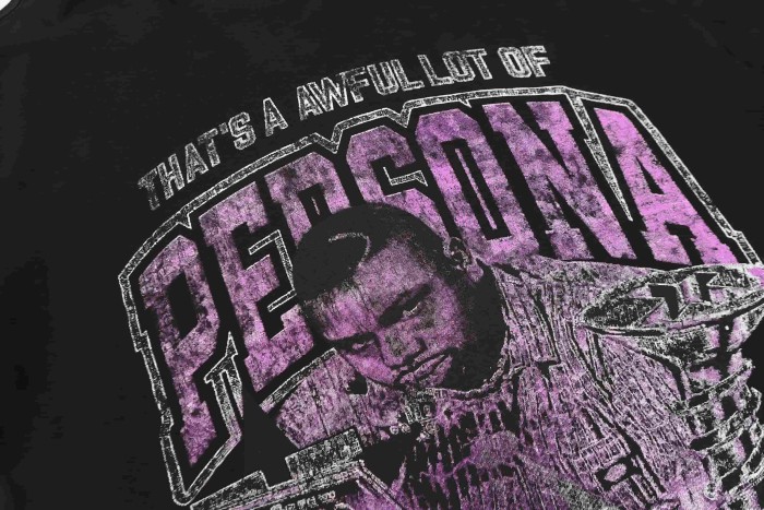 Purple Faded Grainy DJ Screw Tribute RIP Memorial Persona Gothic Font Portrait Graphic Print Tee 29303823