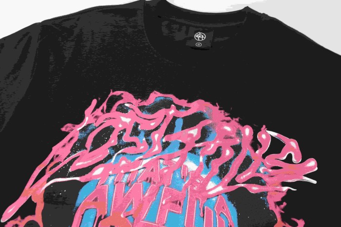 Horror Teeth Portrait Print Back Irregular Flame Circle Demon Logo Double Sided Print Tee 2 colors 29304000
