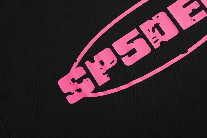 Hot Pink Letter Inside Oval Outline Five Point Star Accent Front Single Chest Print T-Shirt 29304180
