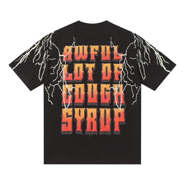 Bear Holding Syrup Cup Flame Outline Arch Letter Front Orange Red Gradient 3D Block Letter Slogan Print Tee 29303918
