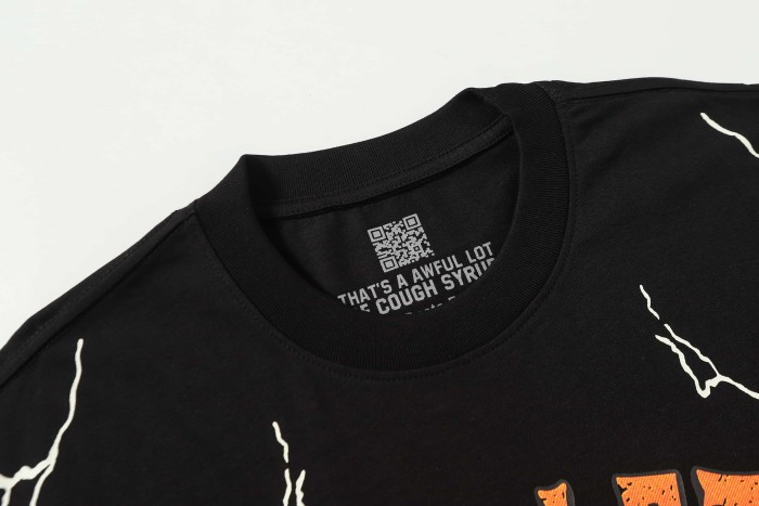 Bear Holding Syrup Cup Flame Outline Arch Letter Front Orange Red Gradient 3D Block Letter Slogan Print Tee 29303918