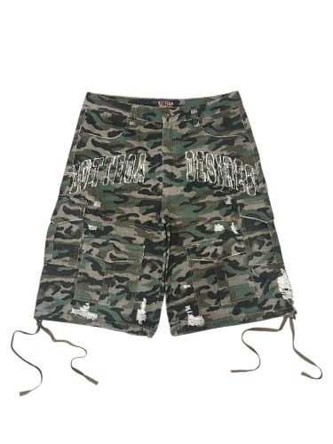 Large Pocket Line Embroidery Streamer Seven-Point Denim Shorts 29303962