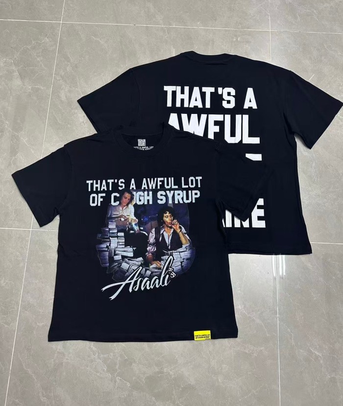 Movie Scene Two Characters Stacked Cash Portrait Photo Asaali Cursive Signature Contrast Double Slogan Tee 29303852