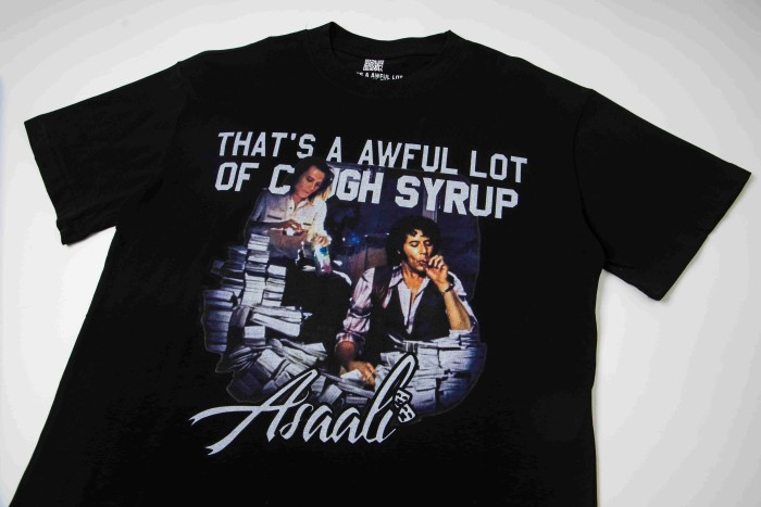 Movie Scene Two Characters Stacked Cash Portrait Photo Asaali Cursive Signature Contrast Double Slogan Tee 29303852