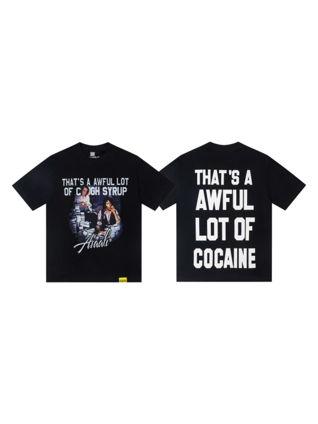 Movie Scene Two Characters Stacked Cash Portrait Photo Asaali Cursive Signature Contrast Double Slogan Tee 29303852