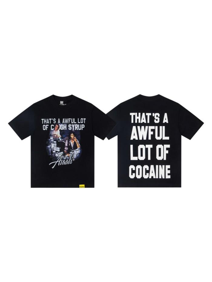 Movie Scene Two Characters Stacked Cash Portrait Photo Asaali Cursive Signature Contrast Double Slogan Tee 29303852