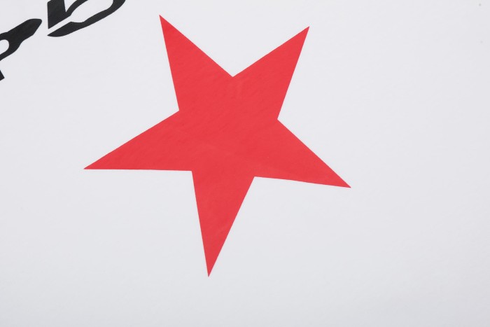 Text On Top Large Solid Red Five Point Star Below Single Chest Print T-Shirt 2 colors 29304192