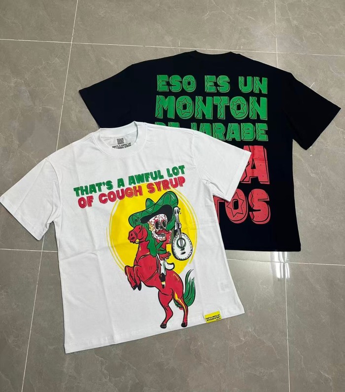 Day Of The Dead Mariachi Skeleton Horse Rider English Spanish Slogan Double Sided Print Tee 2 colors 29303796