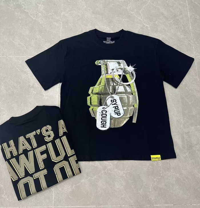 Vintage Distressed Army Grenade Graphic Back Big Stacked Text Print Tee 29303794
