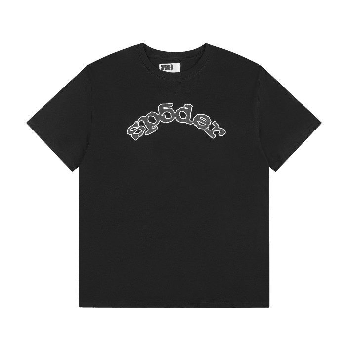 Arch Curved Layout Rounded Bubble Script Letter White Outer Outline Single Chest Front Print T-Shirt 29304222