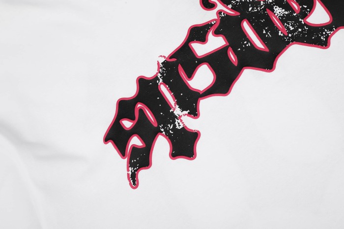 Gothic Script Letter With Hot Pink Red Outline White Speckle Splatter Print T-Shirt 29304214