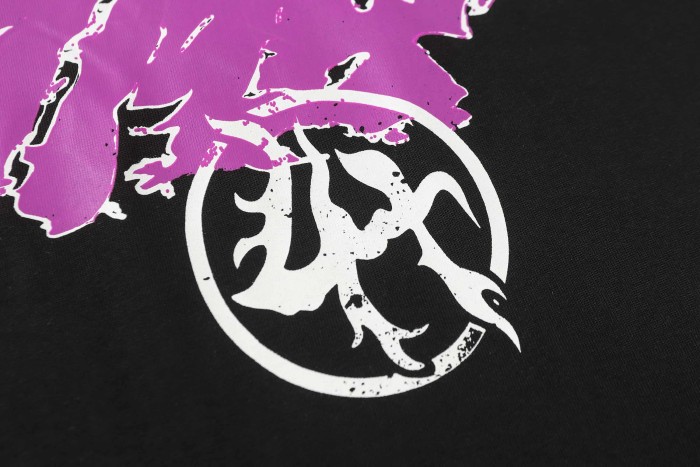 Pink Graffiti Typography Dual Line Front Circular Frame Grunge Text Print Tee 2 colors 29303963