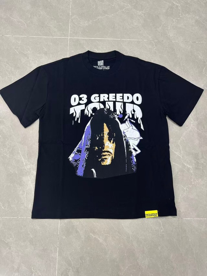 03 Greedo Tour Drip Font Purple Tint Portrait Front Concert City Venue Schedule Text Print Tee 29303881