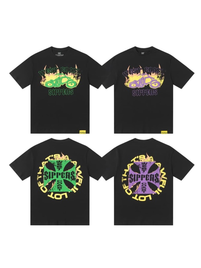 West Coast Sippers Flame Motorcycle Cross Double Sided Print Tee 2 29303788