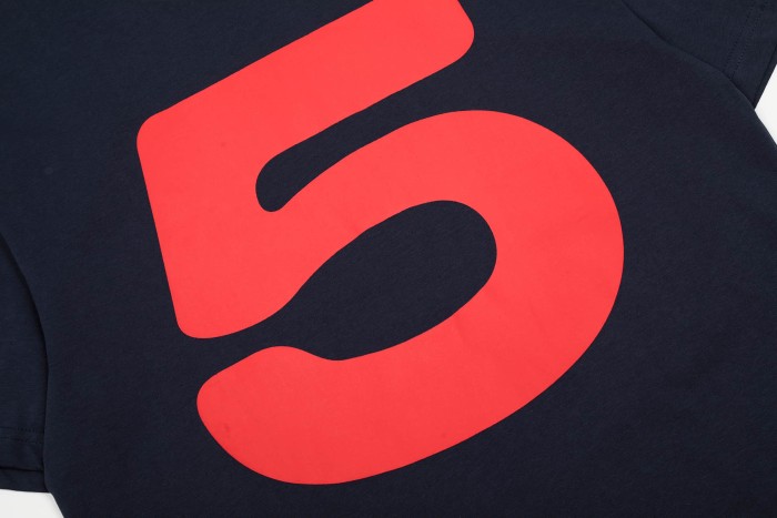 Drill Streetwear Oversized Bold Big Number 5 Contrast Silkscreen Front Print T-Shirt 29305054