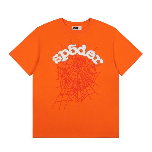 Arch Curved White Rhinestone Beaded Trim Rounded Script Letter Spider Web Print T-Shirt 2 colors 29304801