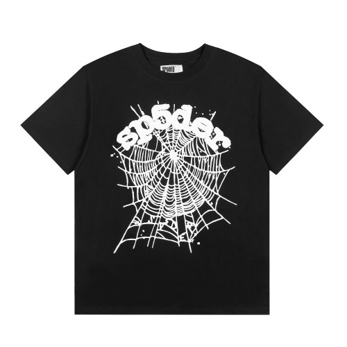 Y2K Drill Streetwear Splatter Detail 3D Raised Puff Foam Spider Web & Letter Front Print T-Shirt 2 colors 29304893