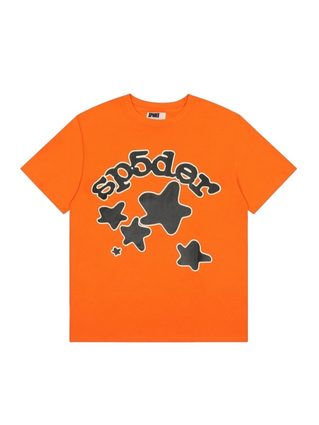 Streetwear Cream Outline Bubble Font Arch Letter Assorted Star Contrast Print T-Shirt 29305141