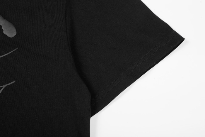 Streetwear Tone-On-Tone Dark 3D Raised Puff Foam Spider Web & Letter Front Print T-Shirt 29304887