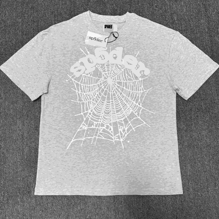 Y2K Drill Streetwear Splatter Detail 3D Raised Puff Foam Spider Web & Letter Front Print T-Shirt 2 colors 29304893