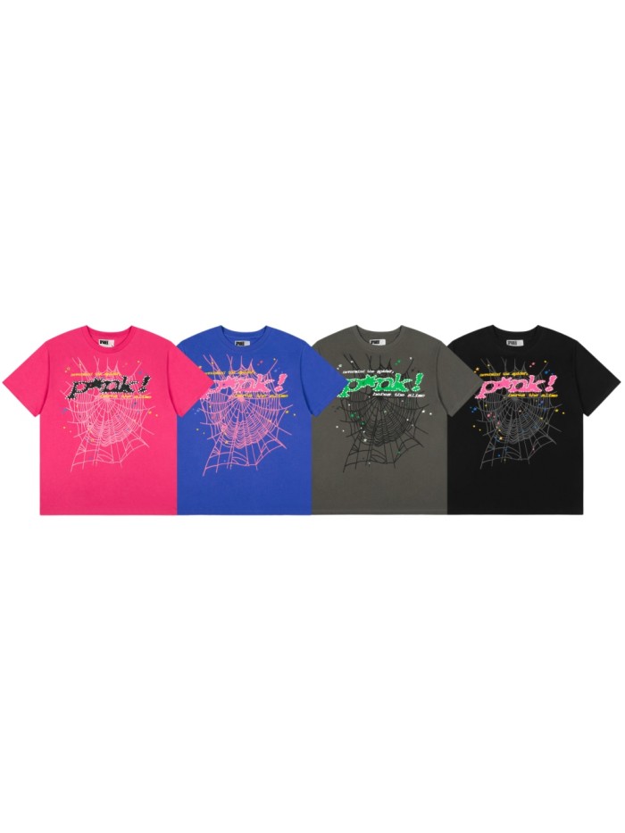 Y2K Drill Streetwear Splash Dot Popak Script Spider Web Graphic T-Shirt 4 colors 29304881